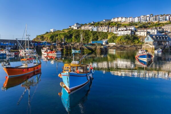 Mevagissey,Inner,Harbour,In,Cornwall,On,A,Beautiful,Summer,Morning.