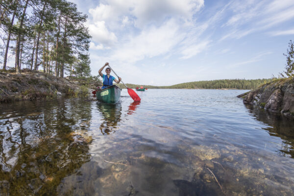 Mehrtägige Paddeltour mit Kanadiern auf dem Stora Gla im Naturreservat Glaskogen.